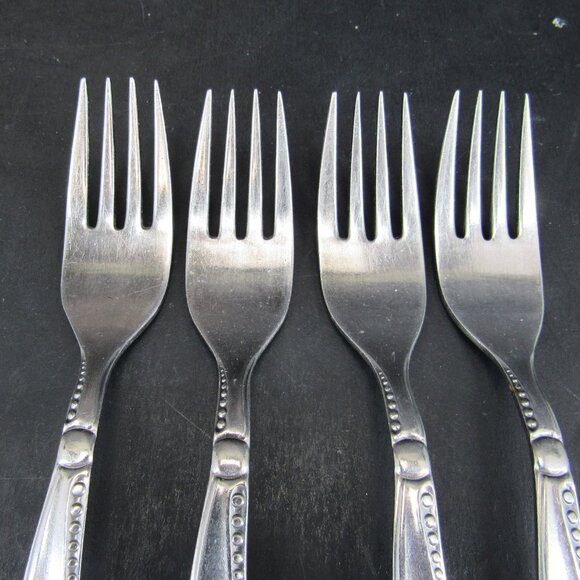 AIRMACK AMK8 Beaded Stainless Flatware Solingen-Germany Set of 4 Dinner Forks - Picture 2 of 7